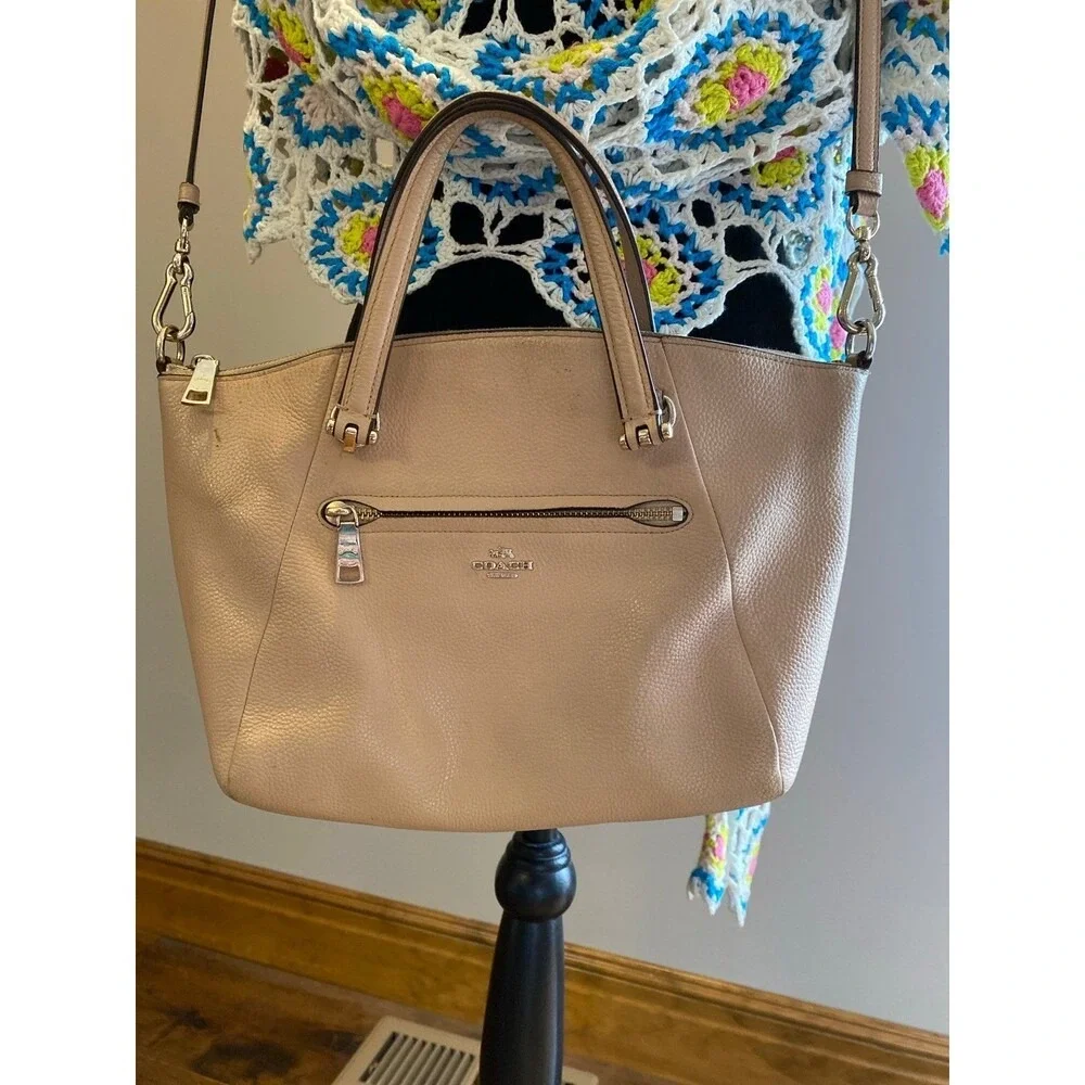 Coach Prairie Satchel Crossbody Nude‎ Pink Cream Leather Tote Shoulder Bag